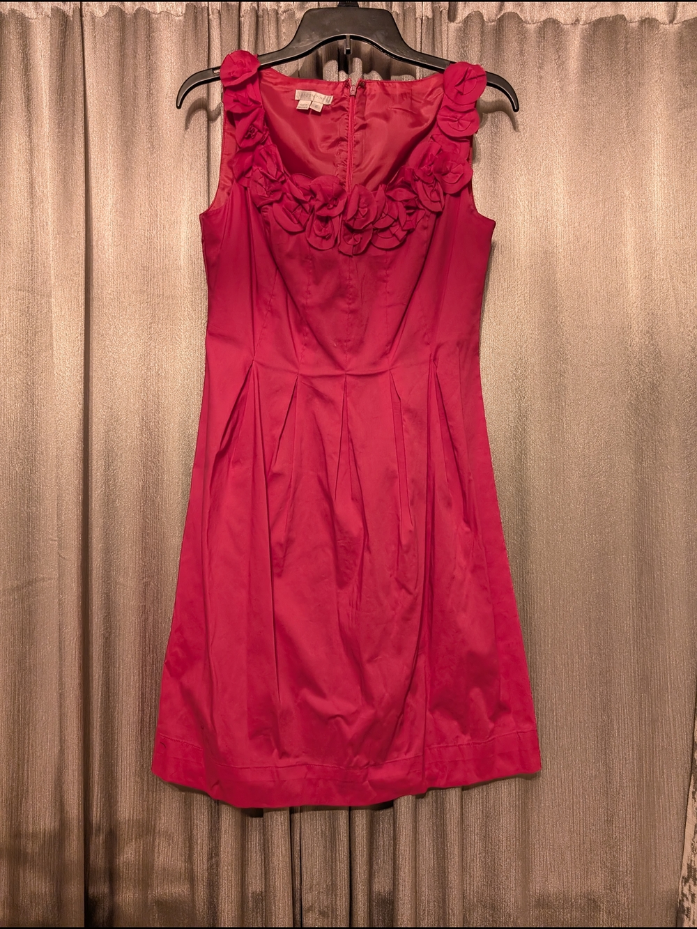 London Times Fuchsia Sleeveless Floral-Trim Mini Dress